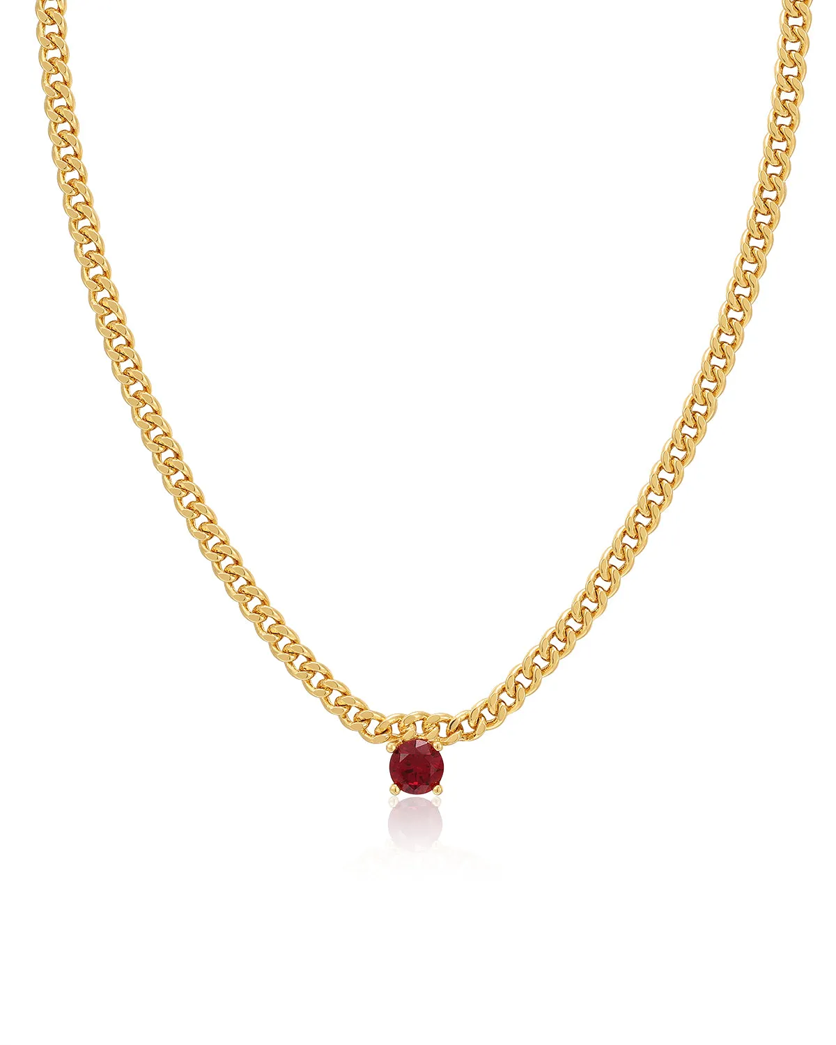 Bardot Stud Necklace- Ruby Red- Gold