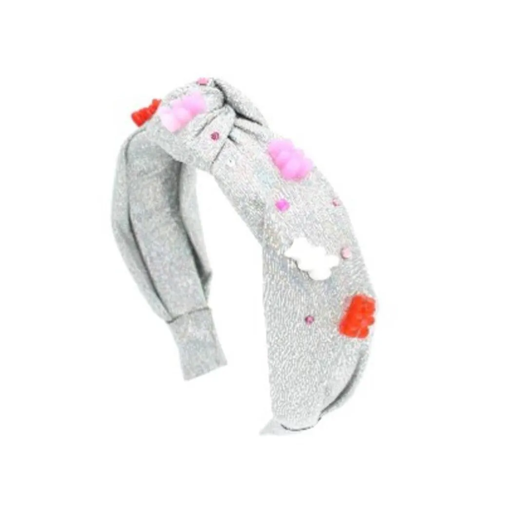 Bari Lynn Gummy Bear Shimmer Knot Headband - Silver