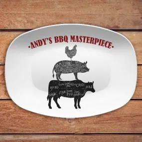 BBQ Butcher Cuts Cow Chicken Pig - Custom Personalized Platter