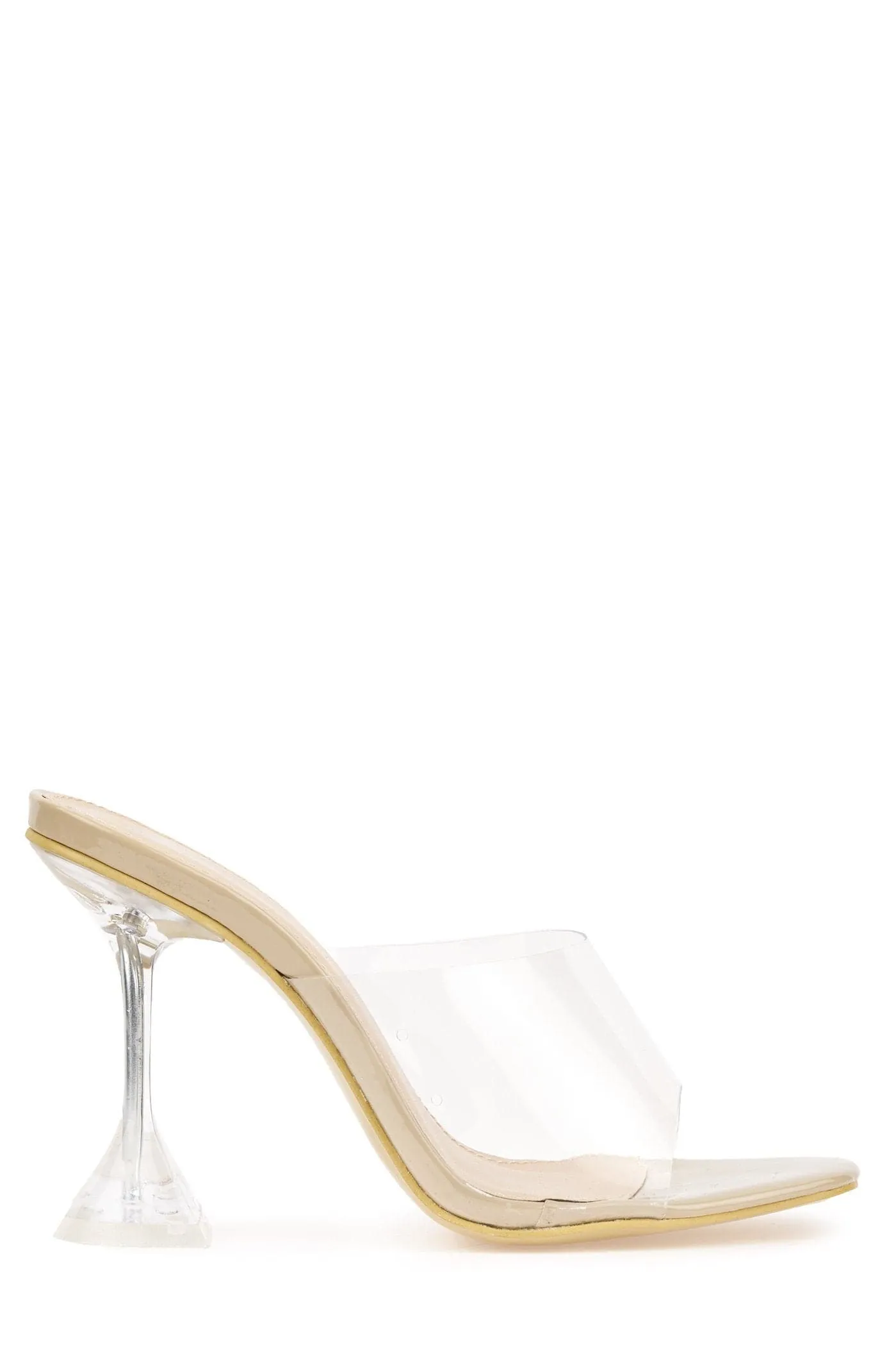 Bethan Perspex Spool Heel Mule in Nude