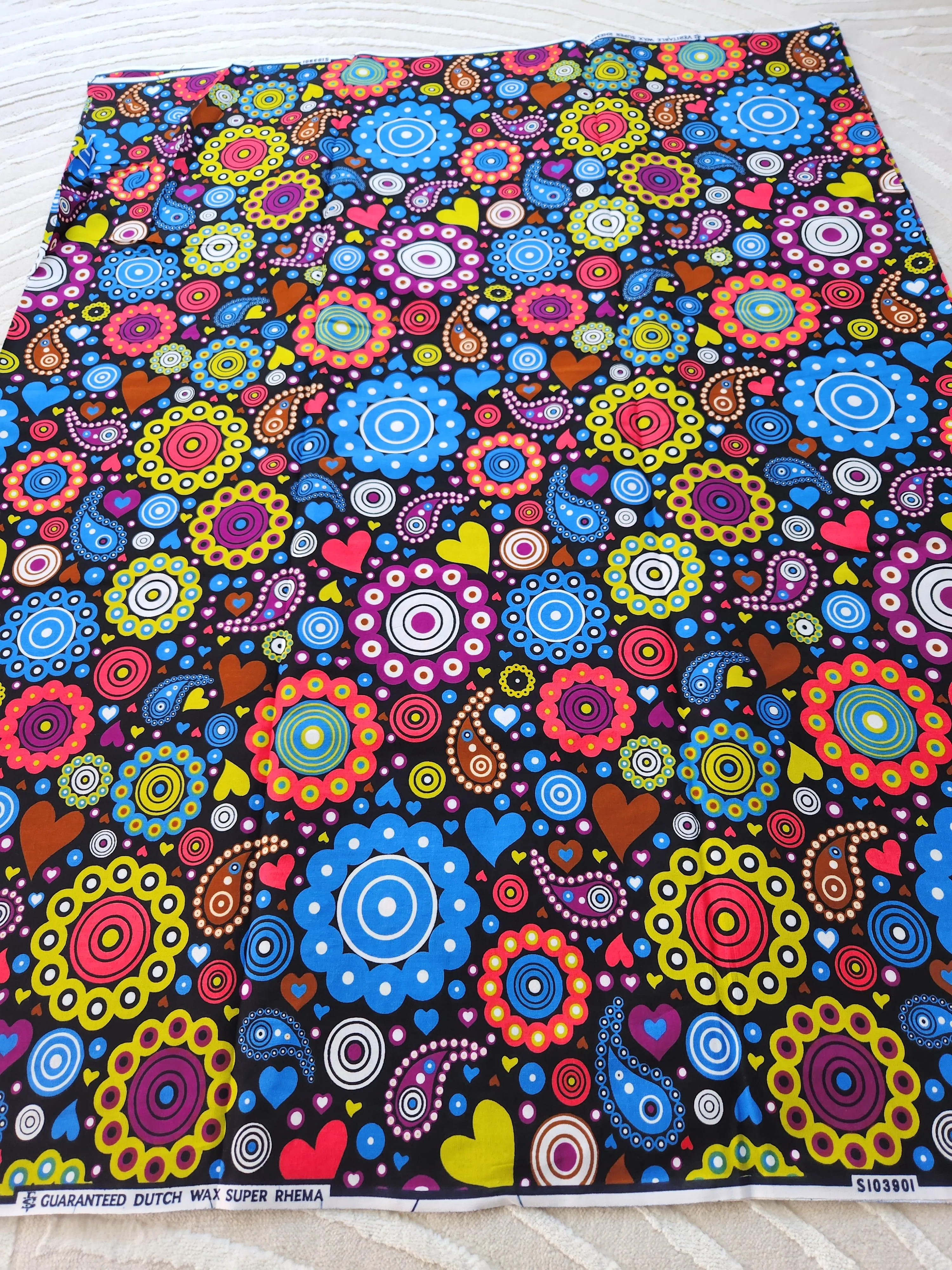 Black and Blue Ankara Fabric