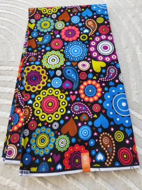 Black and Blue Ankara Fabric