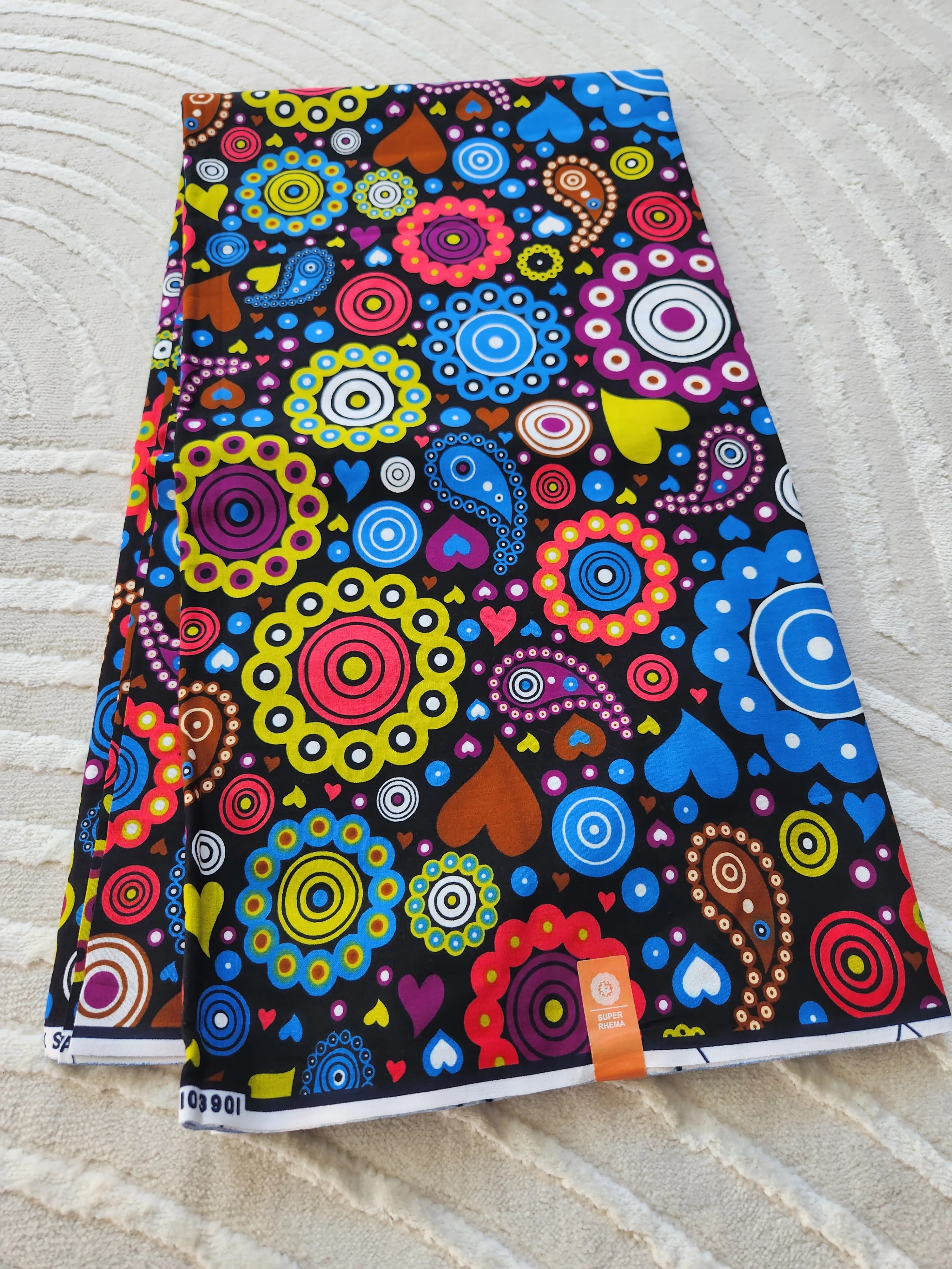 Black and Blue Ankara Fabric