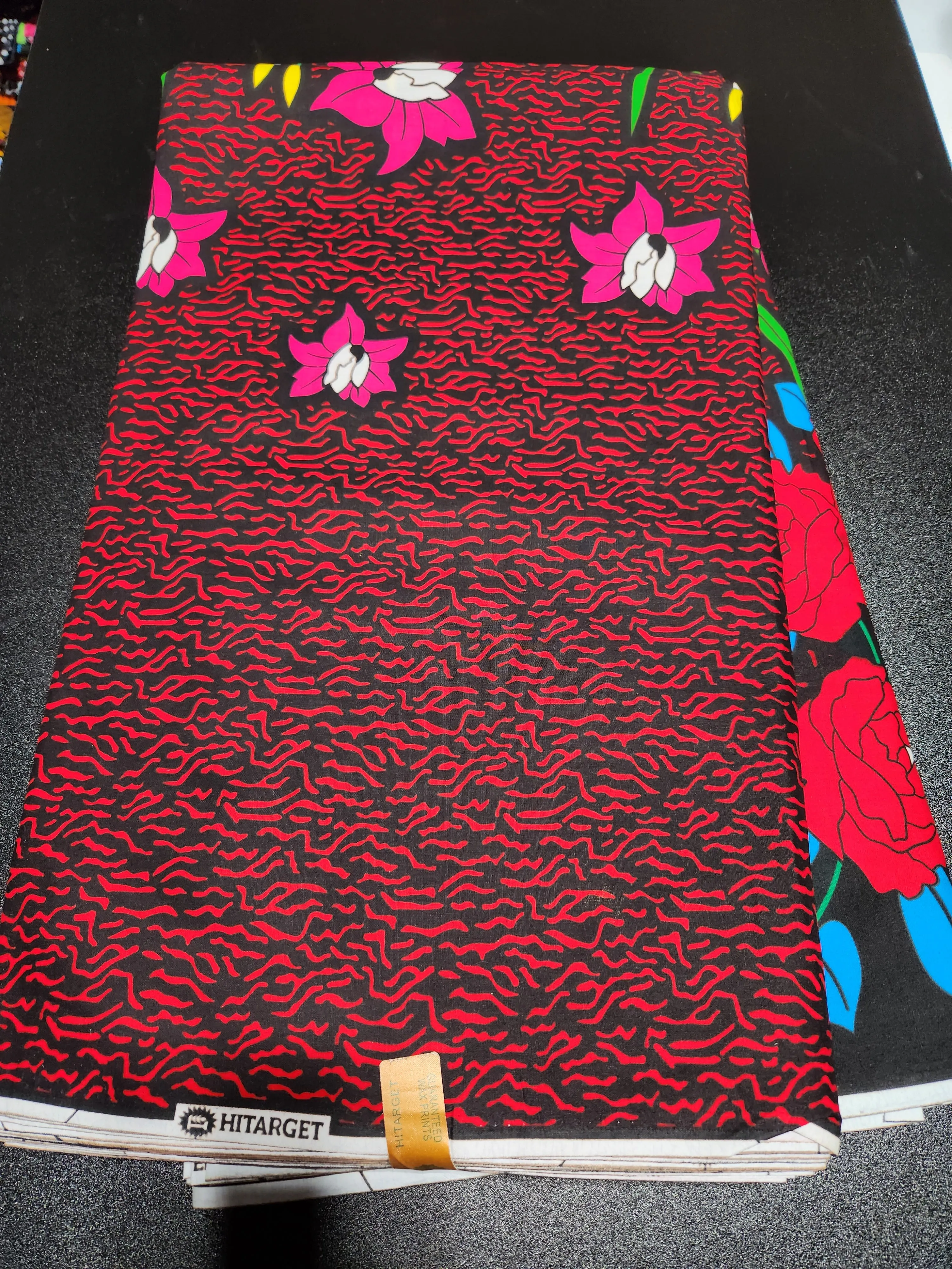 Black and Pink Ankara Print Fabric