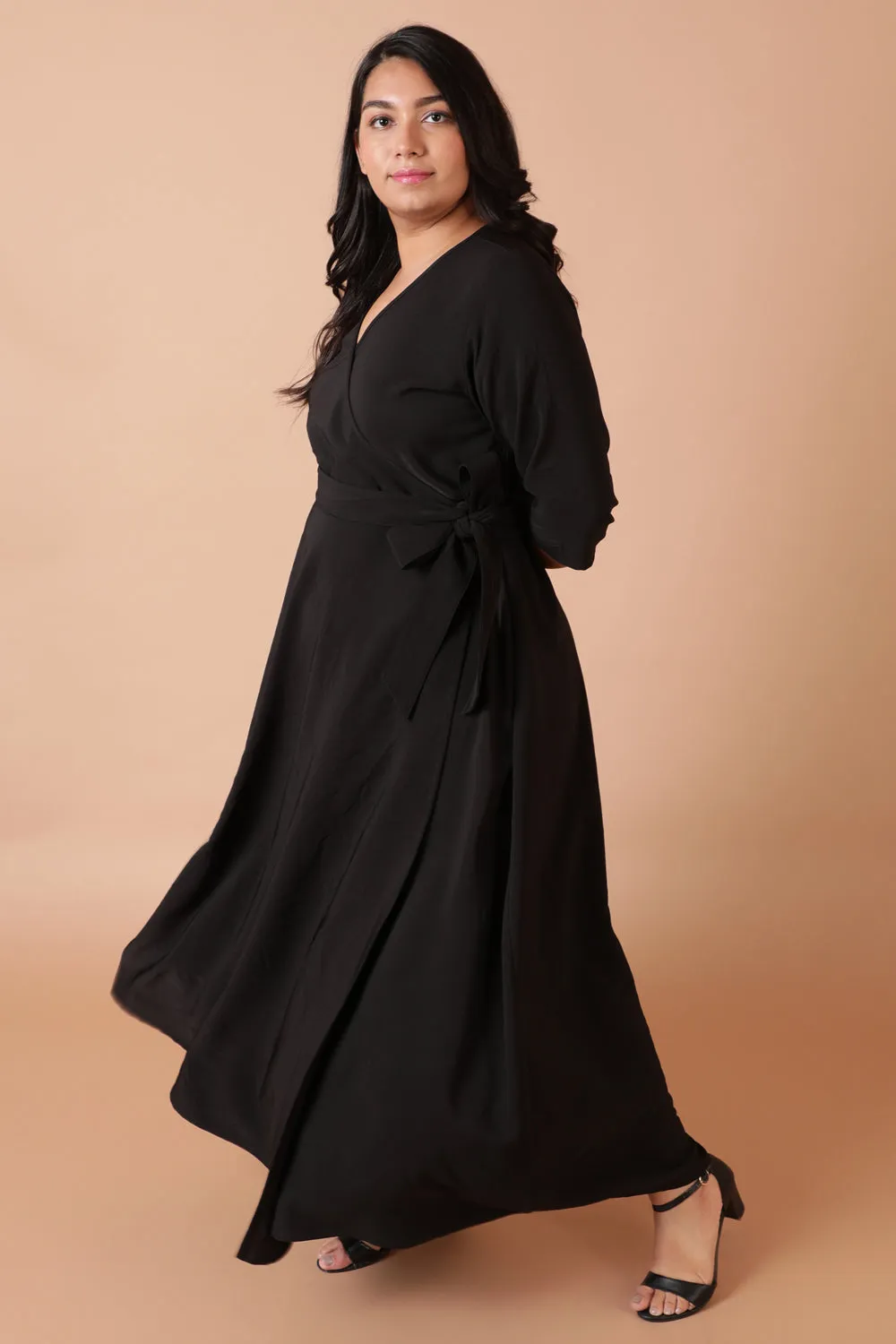 Black Cocktail True Wrap Maxi Dress