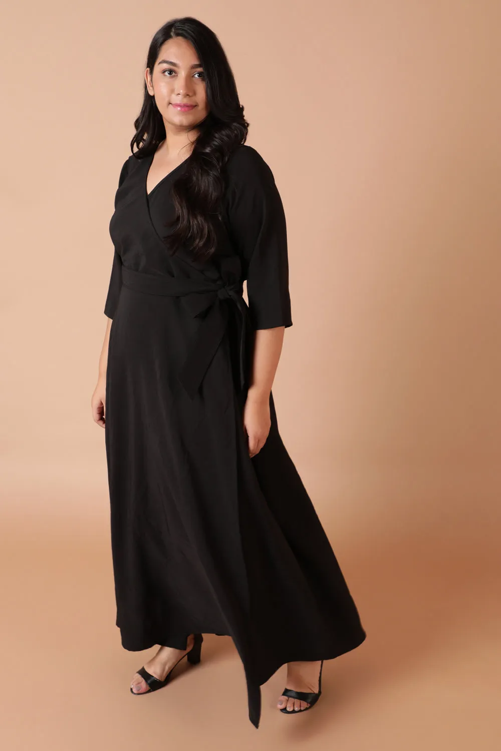 Black Cocktail True Wrap Maxi Dress