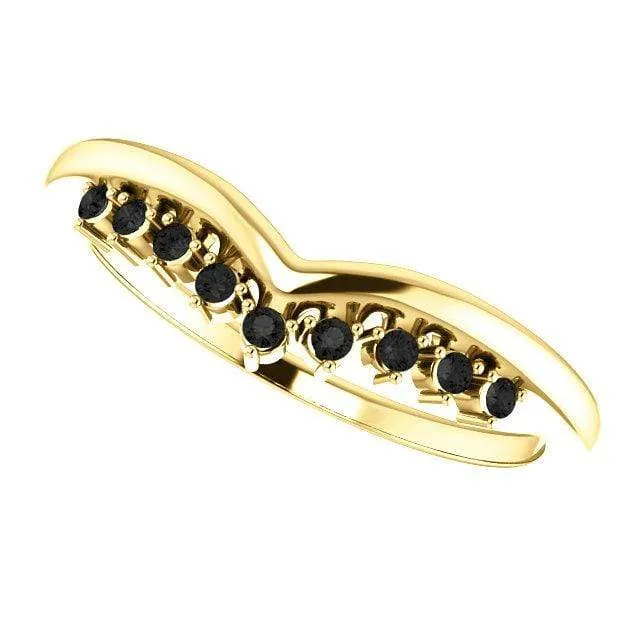 Black Diamond Valerie Band - V-Shape Contoured Accented Black Diamond Wedding Ring