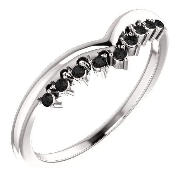 Black Diamond Valerie Band - V-Shape Contoured Accented Black Diamond Wedding Ring