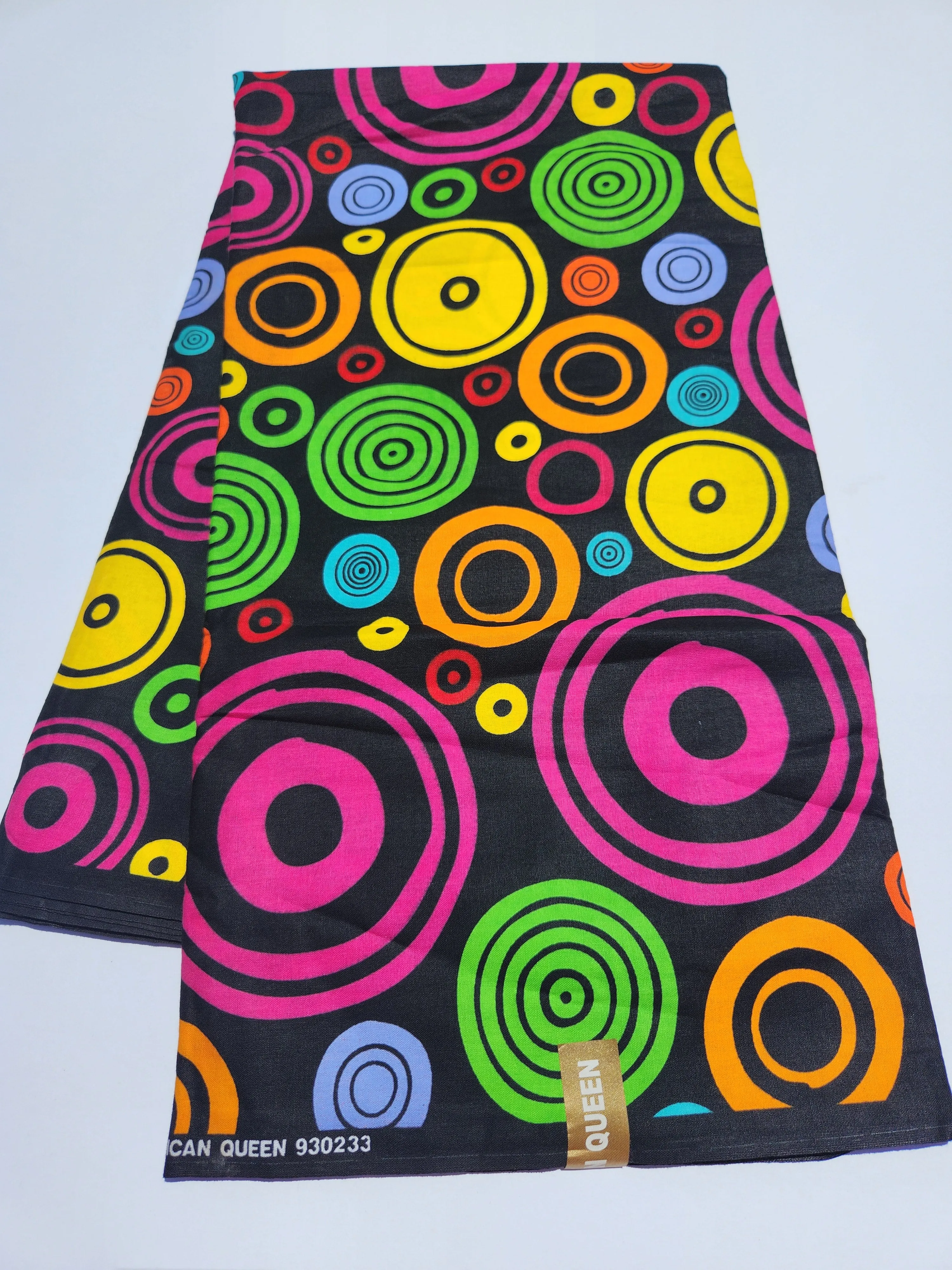 Black Multicolor African Print Fabric, Ankara Fabric, AF174