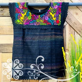 Black Multicolored Telar Top - Pedal Loom Fina Top