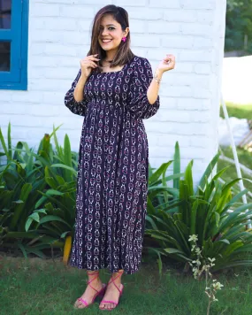 Black Printed Cut Out Dress