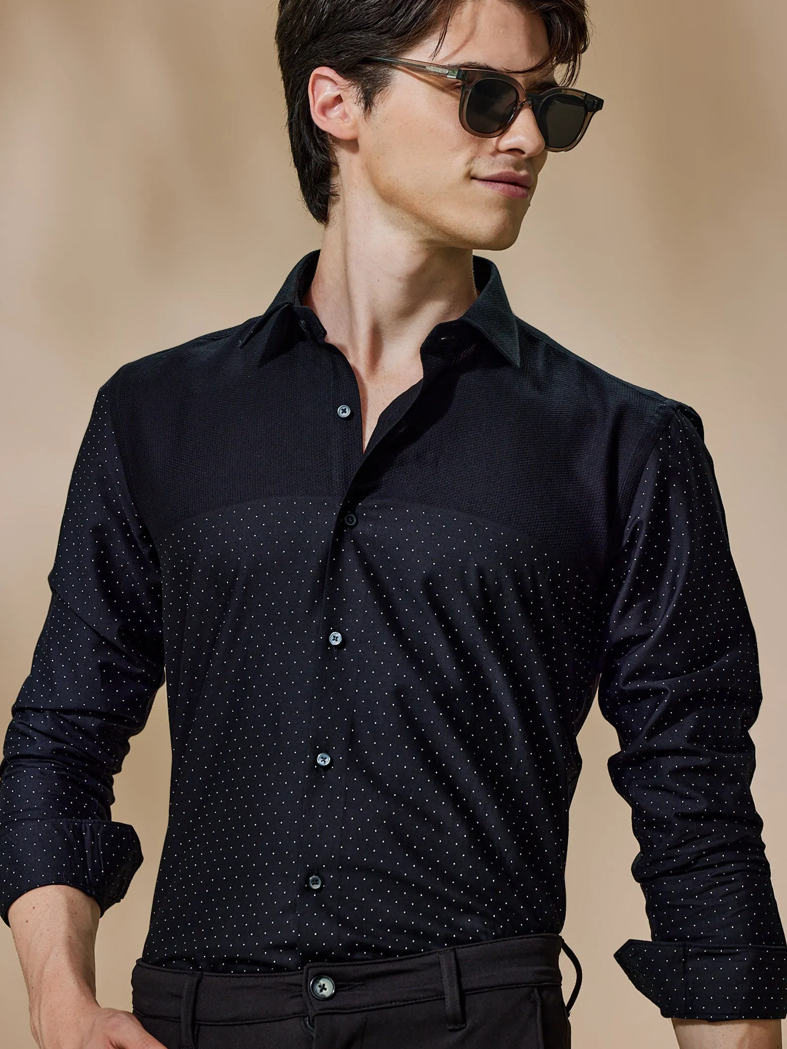 Black Printed Party Wear Shirt