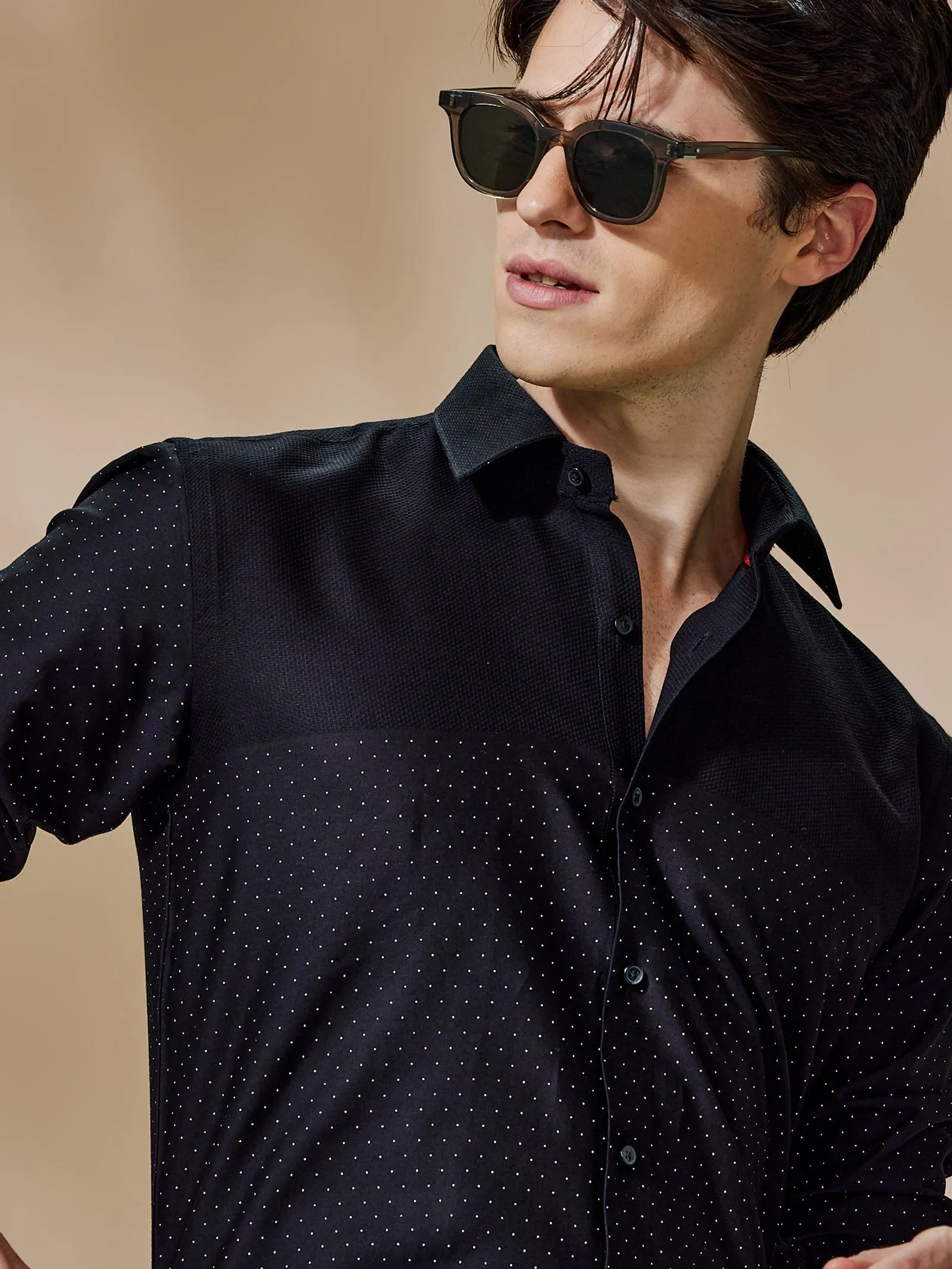 Black Printed Party Wear Shirt