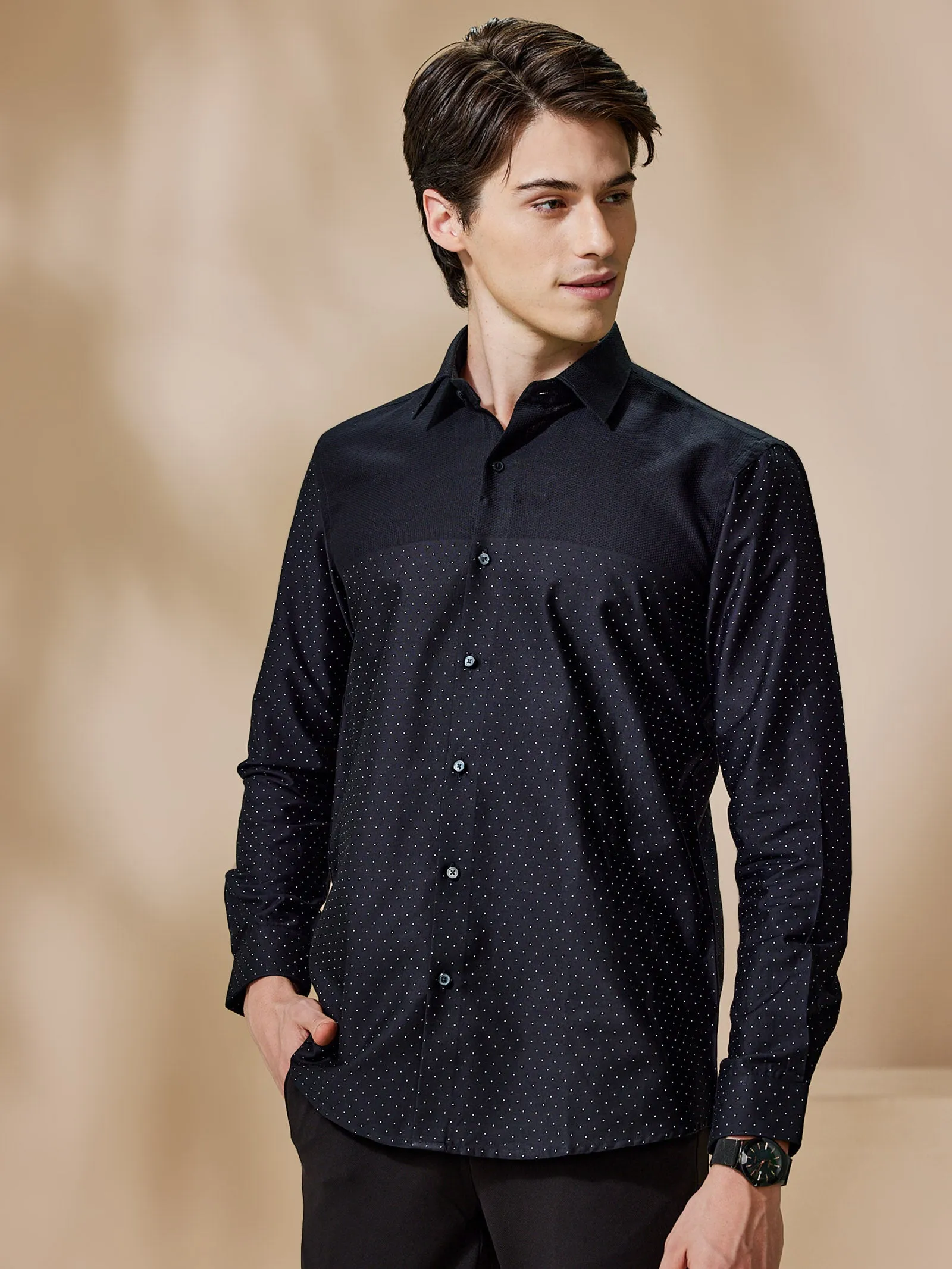 Black Printed Party Wear Shirt