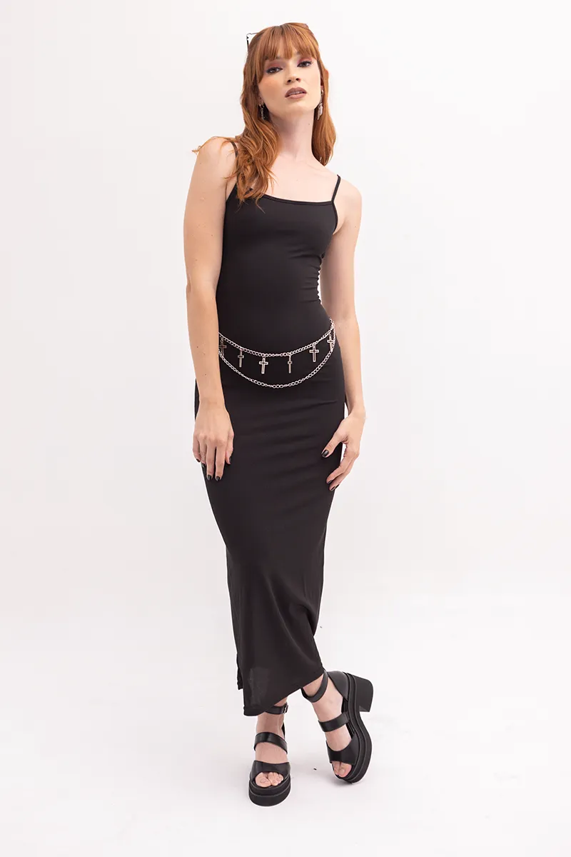 Black Simple solid dress