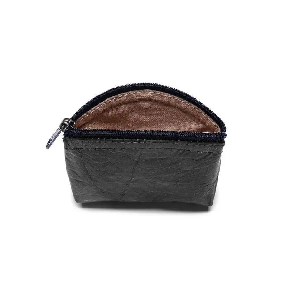 Black Vegan coin purse made of leaves by Tree Tribe