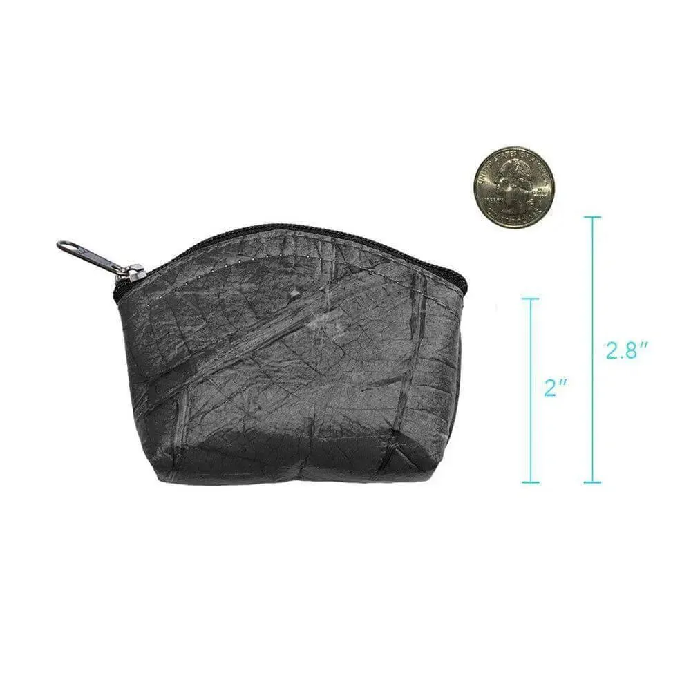 Black Vegan coin purse made of leaves by Tree Tribe