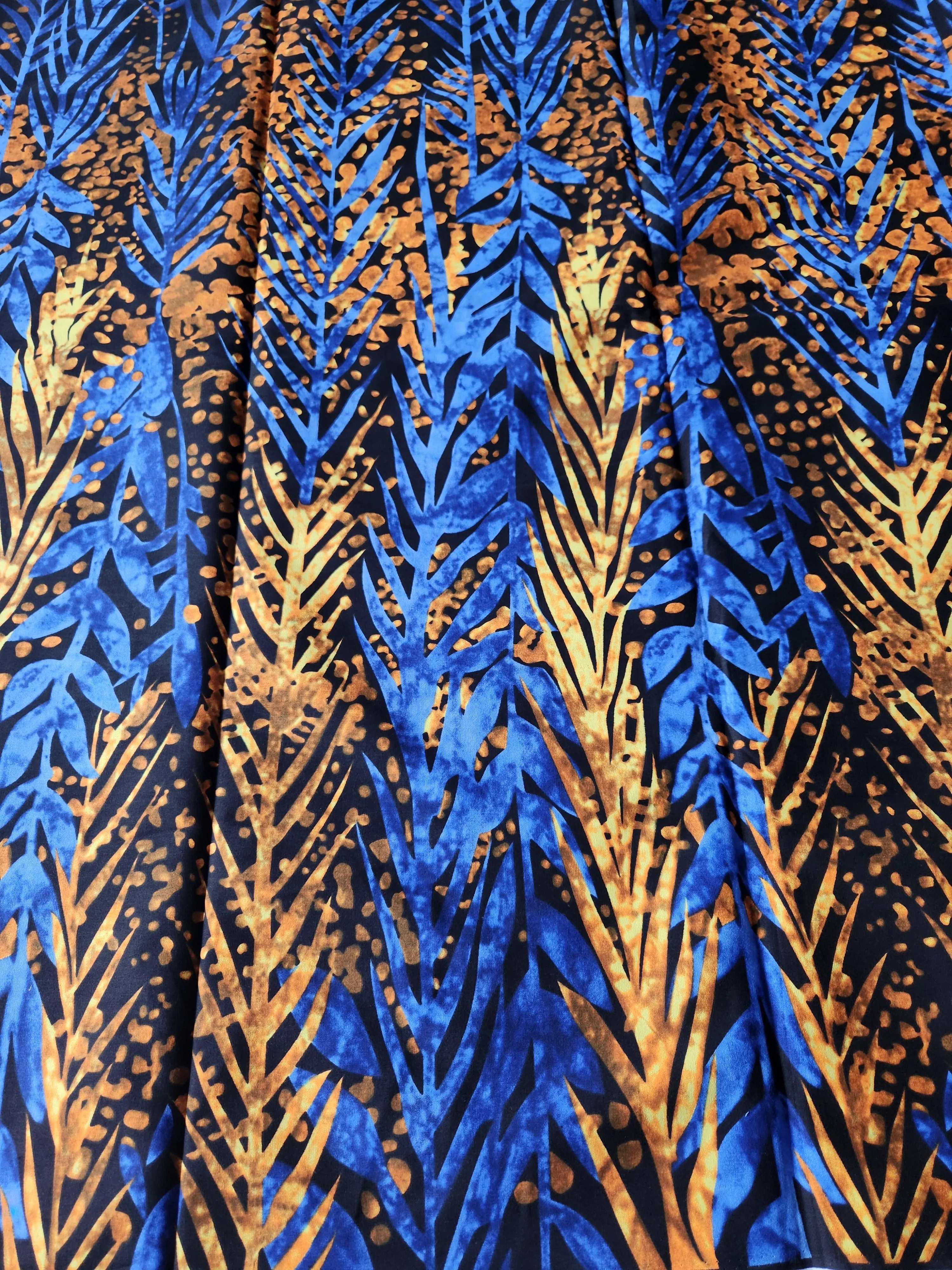 Blue and Brown African Print Fabric, Ankara Fabric, AF106