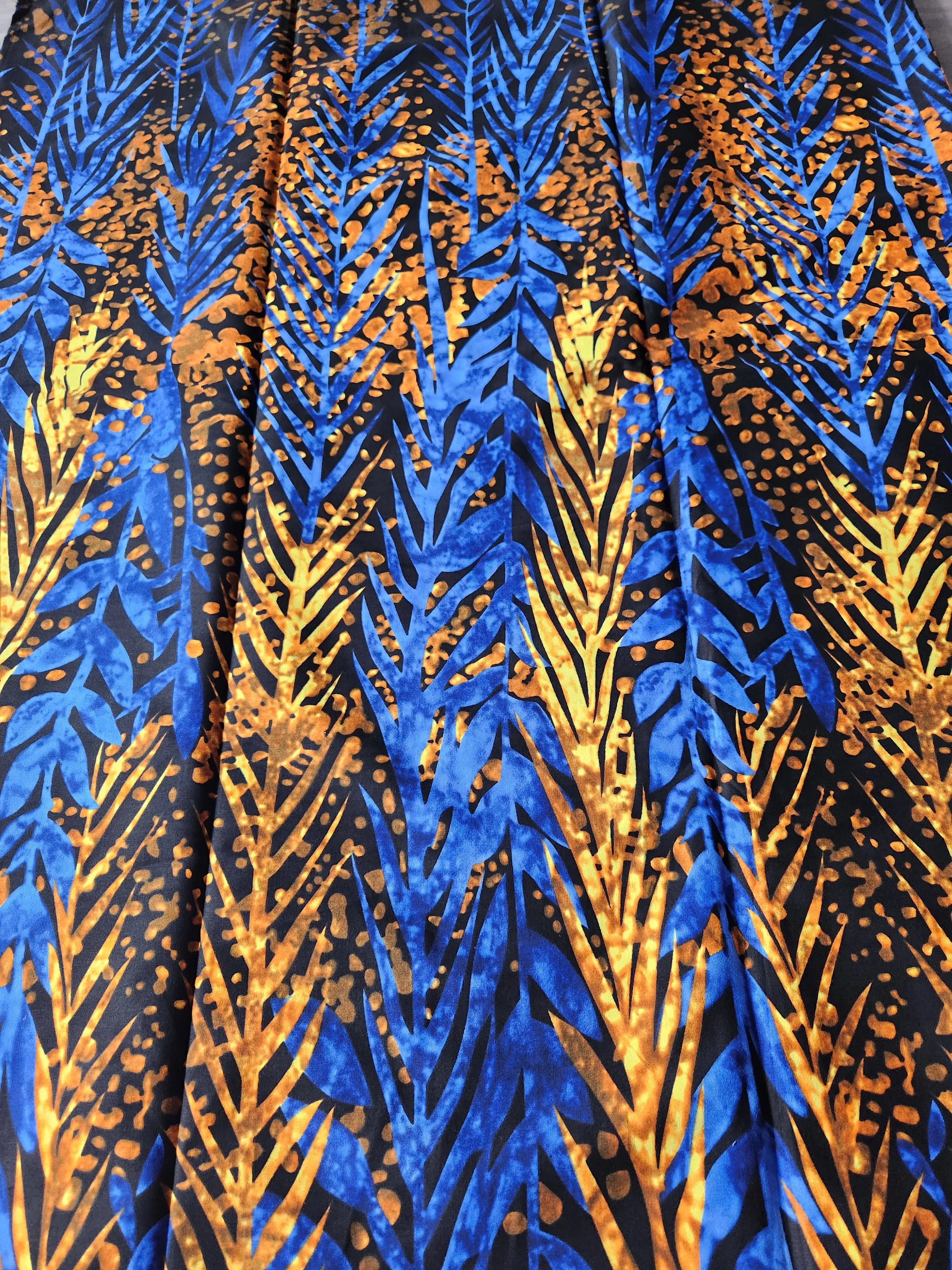 Blue and Brown African Print Fabric, Ankara Fabric, AF106