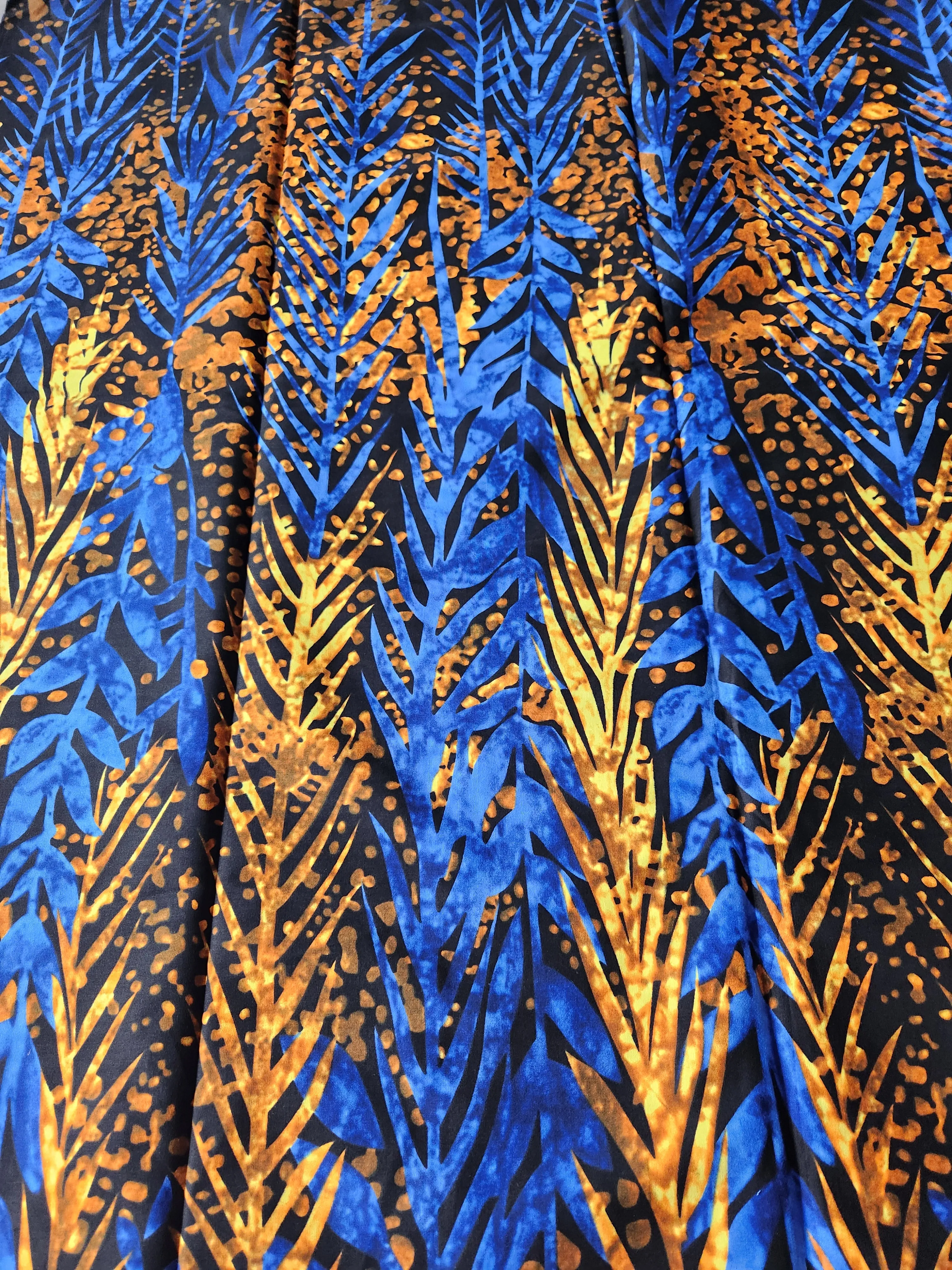 Blue and Brown African Print Fabric, Ankara Fabric, AF106