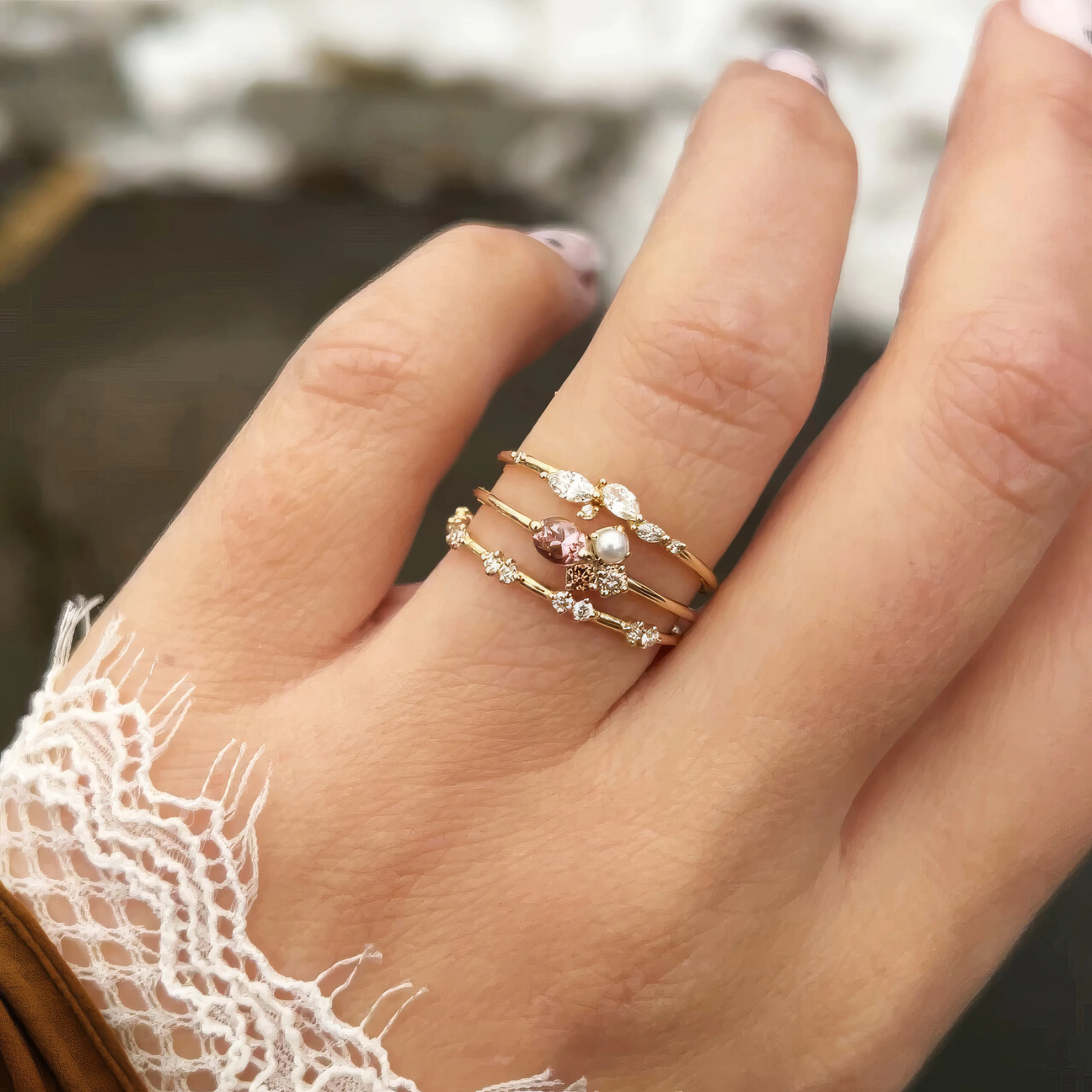 Blush Mini Cluster Ring in Champagne