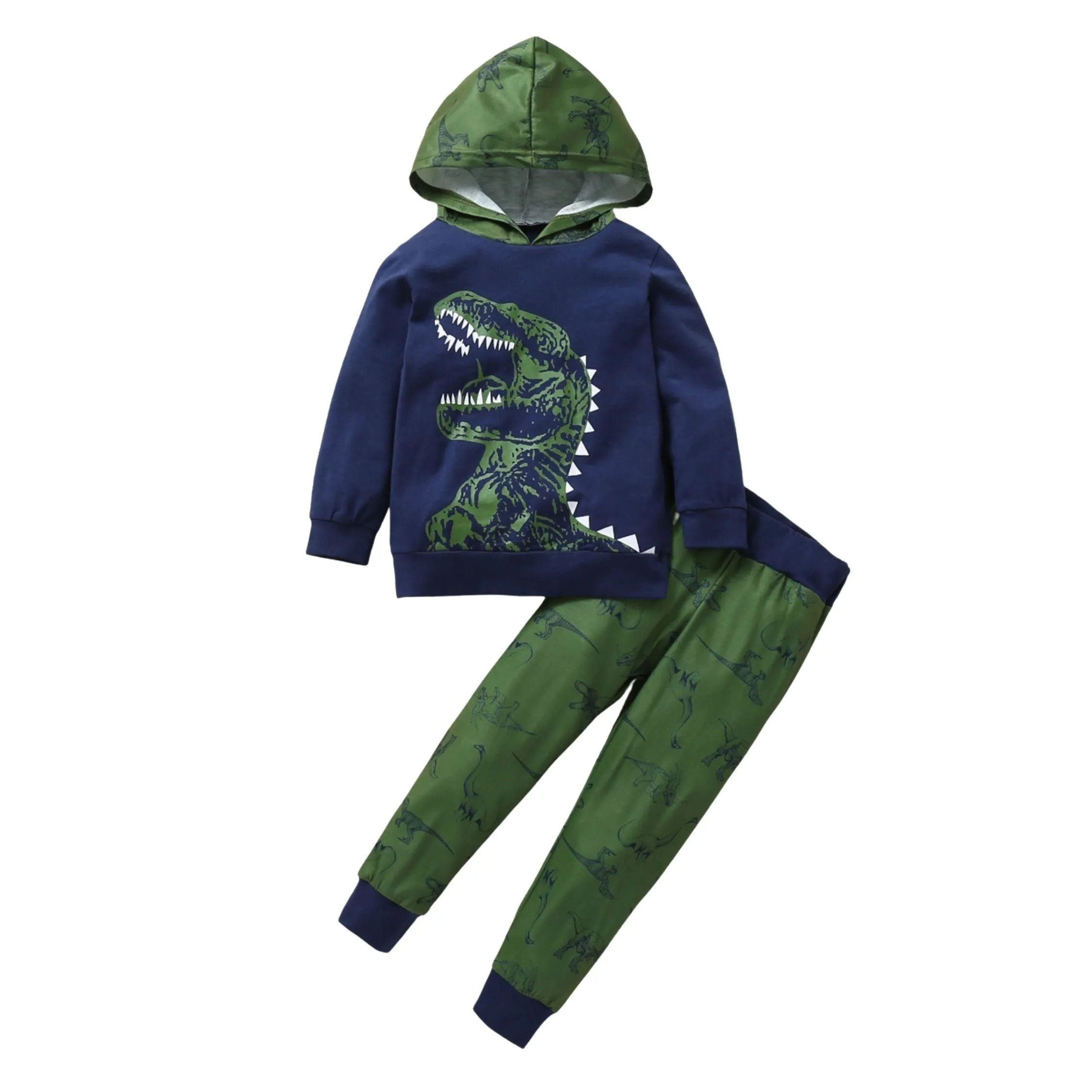 Boys 2 Piece dinosaur SweetShirt & Trouser Green