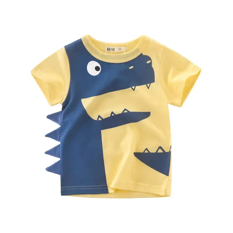 Boys 3D Cartoon T-Rex Animal Tops