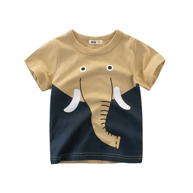 Boys 3D Cartoon T-Rex Animal Tops