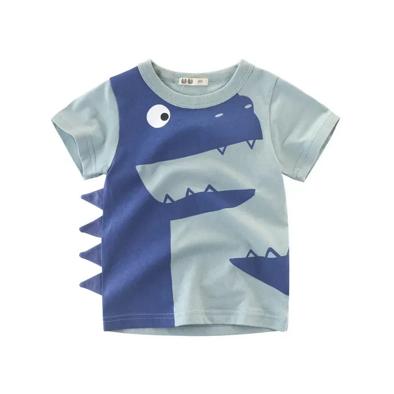 Boys 3D Cartoon T-Rex Animal Tops