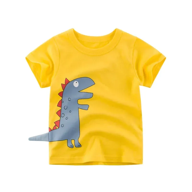 Boys 3D Cartoon T-Rex Animal Tops