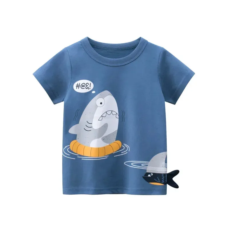 Boys 3D Cartoon T-Rex Animal Tops