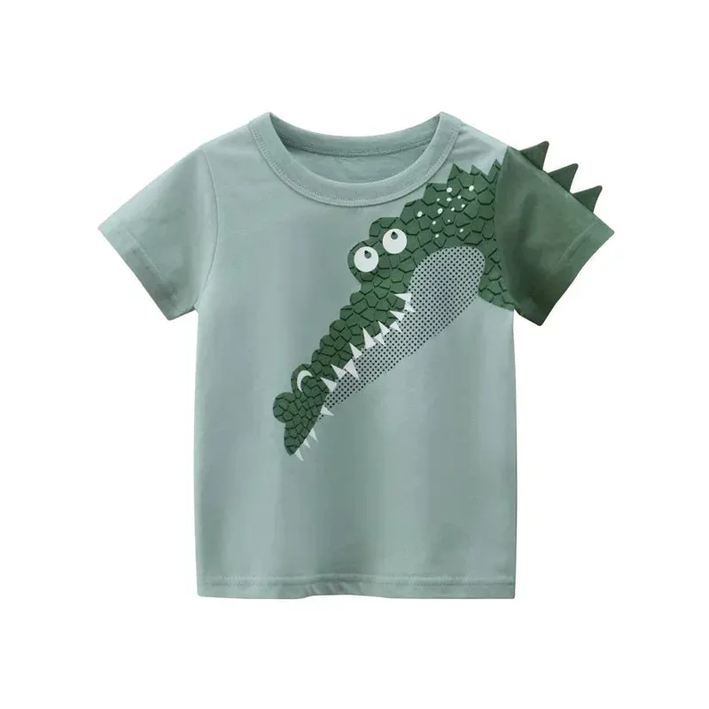 Boys 3D Cartoon T-Rex Animal Tops