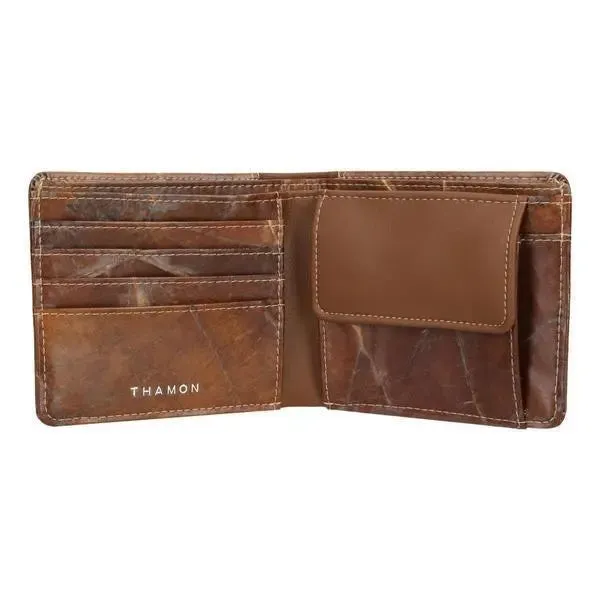 Brown Vegan Leaf leather Coin Wallet