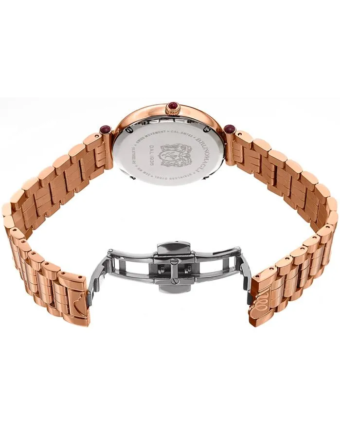 Bruno Magli Womens Miranda Rose Gold-Tone Watch - Checkered Dial - Bracelet