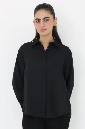 BUTTON-DOWN COLLAR SHIRT-BLACK