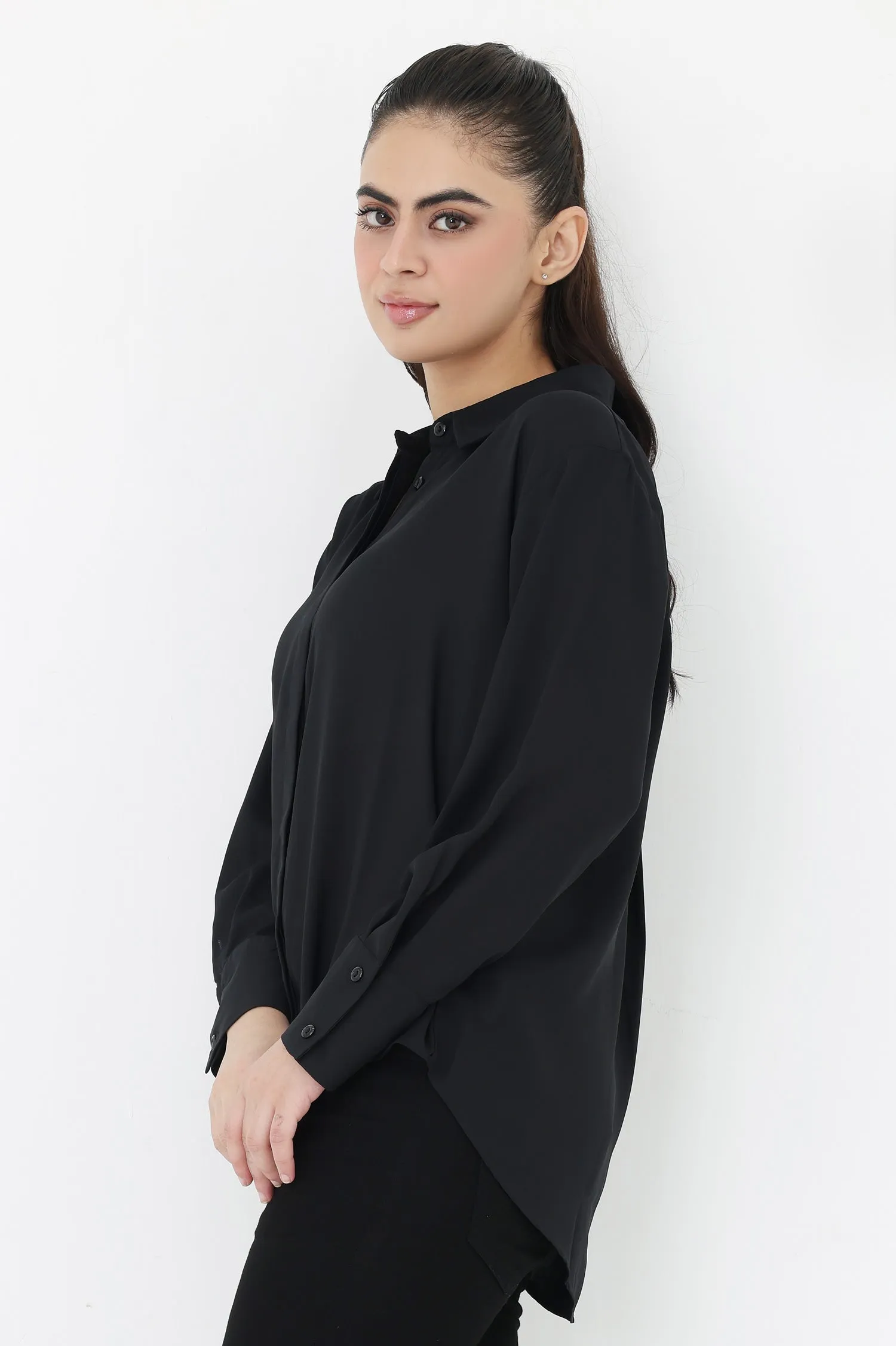 BUTTON-DOWN COLLAR SHIRT-BLACK