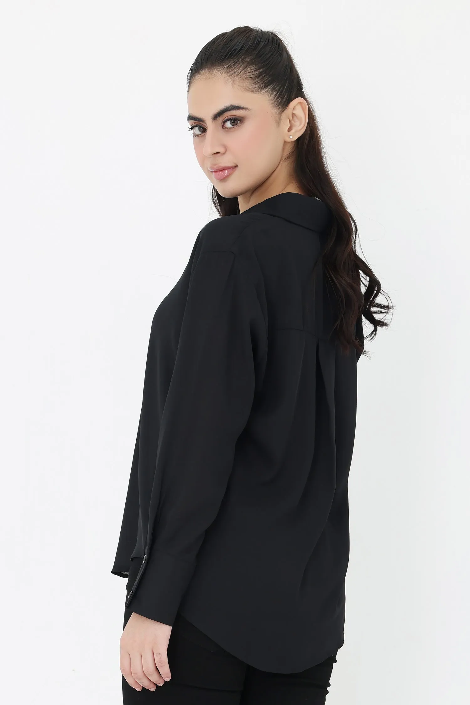 BUTTON-DOWN COLLAR SHIRT-BLACK