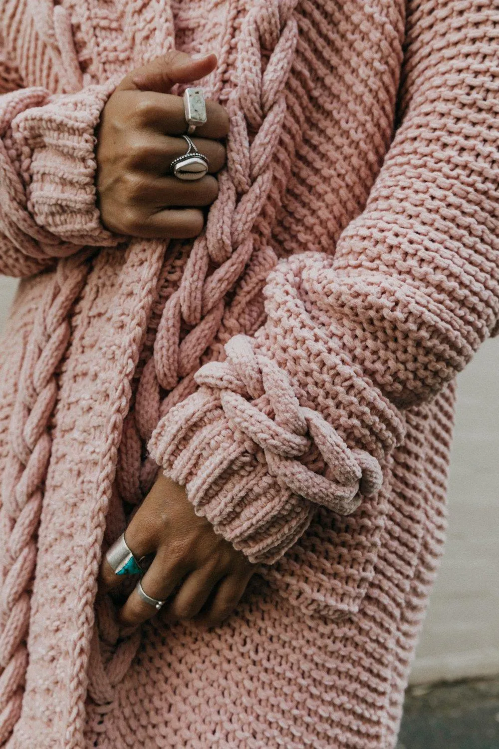 Cable Knit Cardigan Mimi in Blush