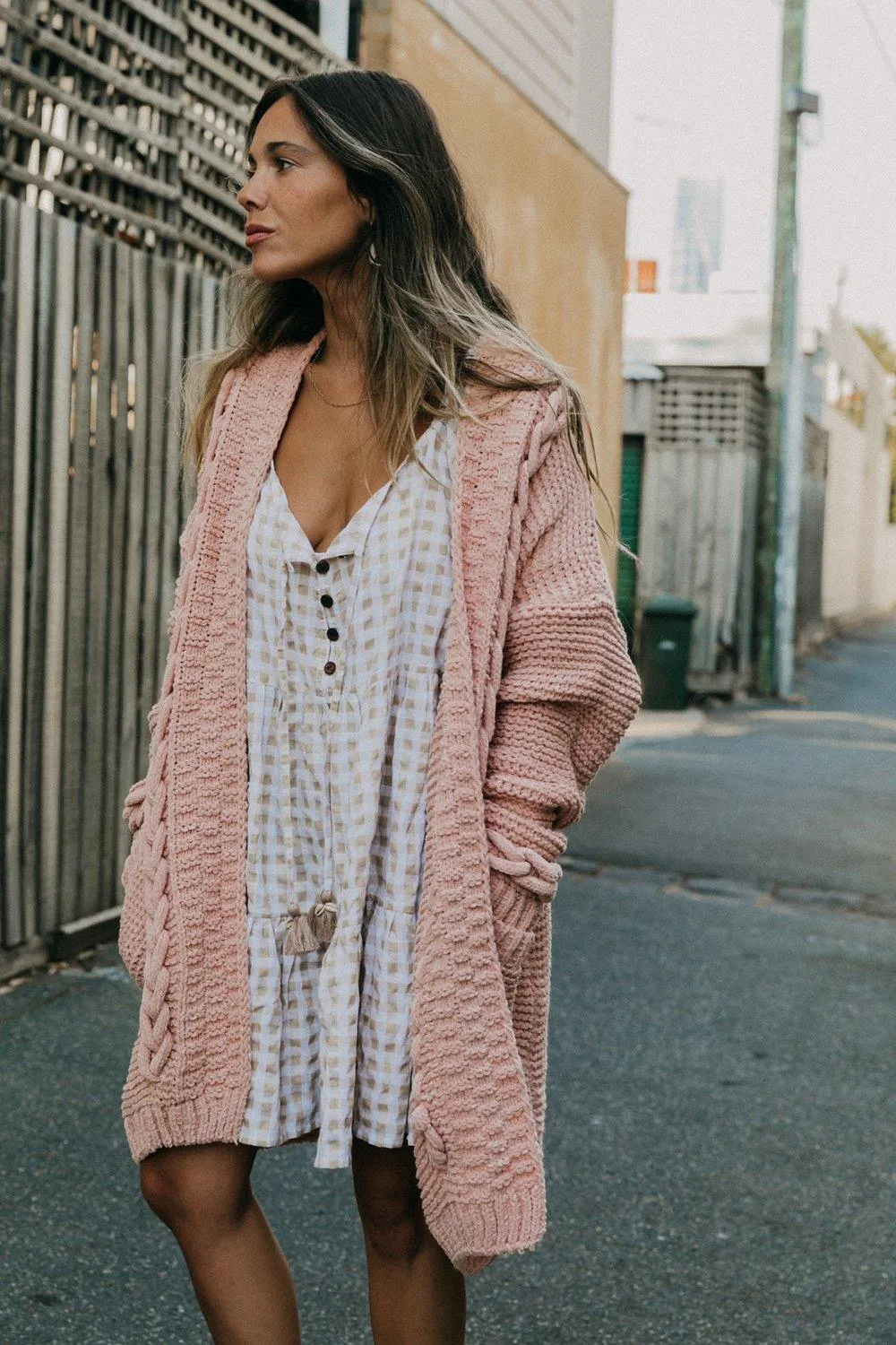 Cable Knit Cardigan Mimi in Blush