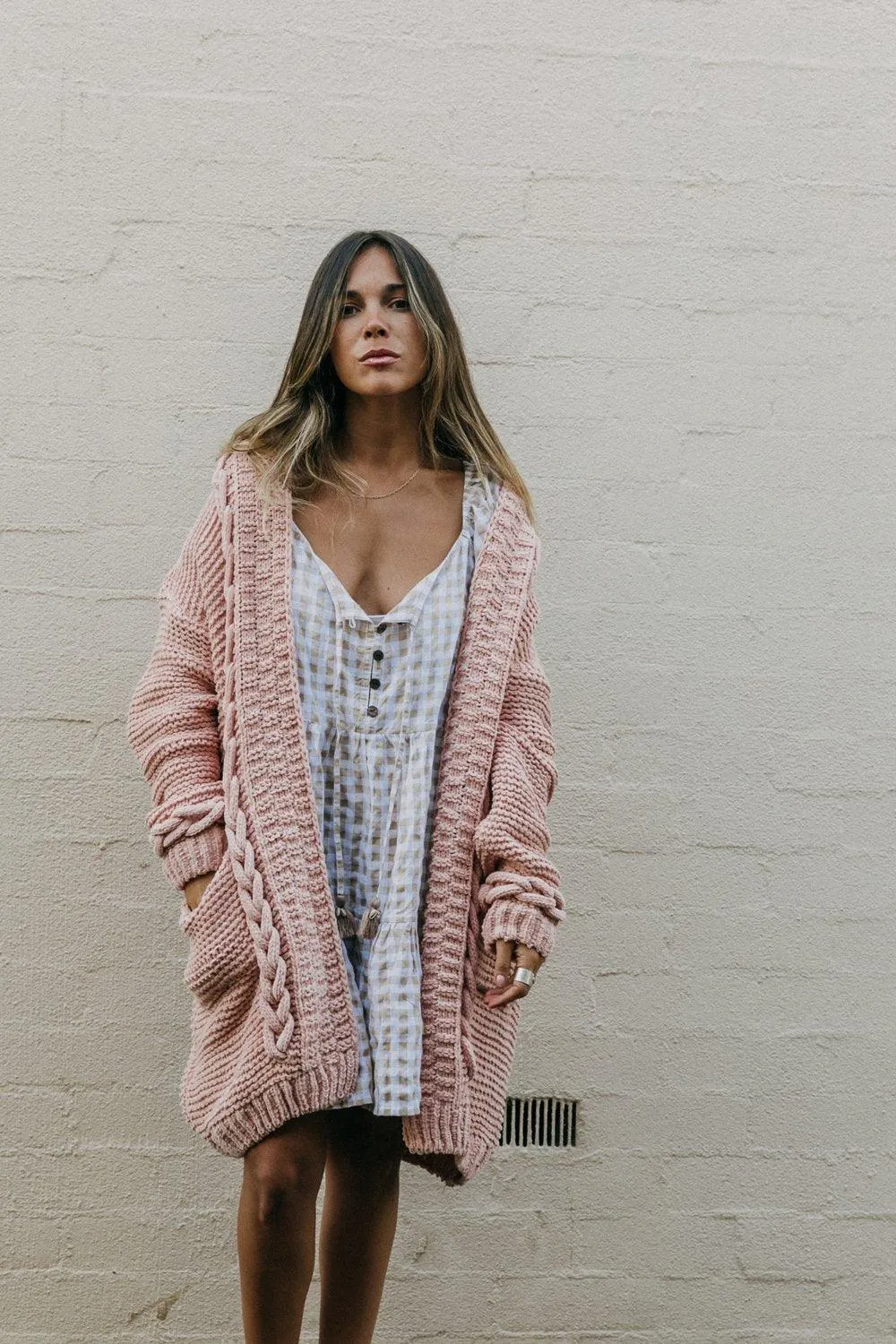 Cable Knit Cardigan Mimi in Blush