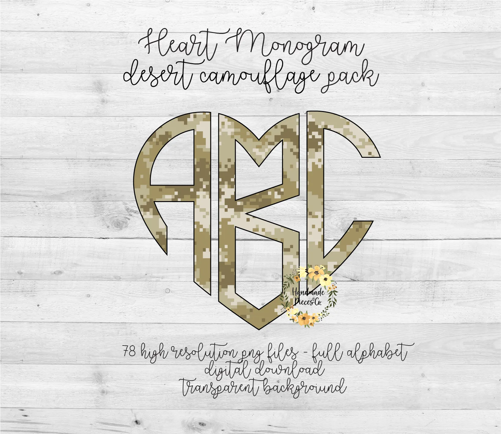 Camouflage, Desert Monogram - Multiple Styles - Digital Download