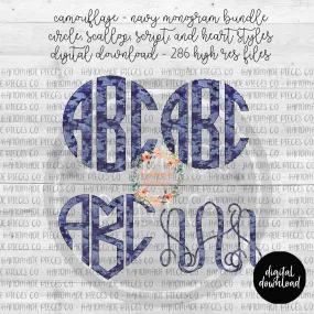 Camouflage, Navy Monogram - Multiple Styles - Digital Download