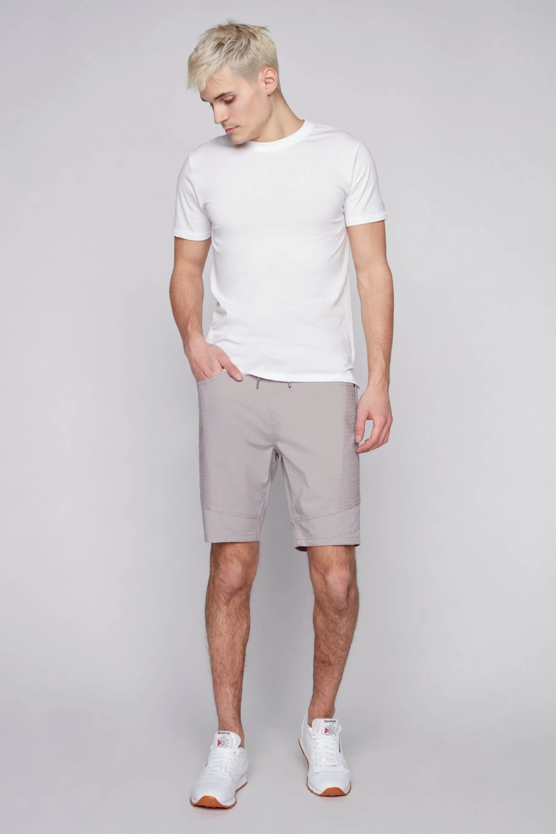 CASH - Mens Ripstop Moto Stitch Short - Light Grey