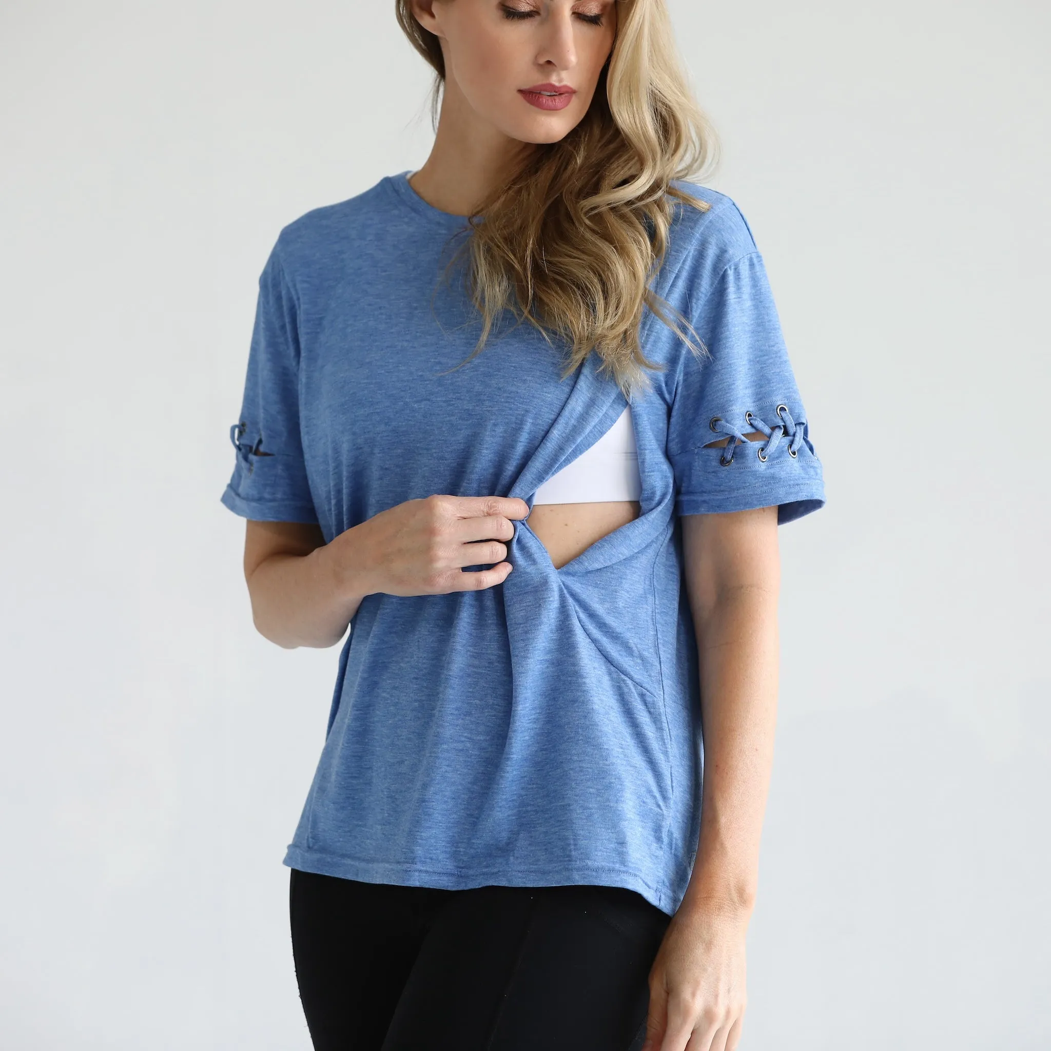 Casual Nursing T-Shirt (Pacific Blue)