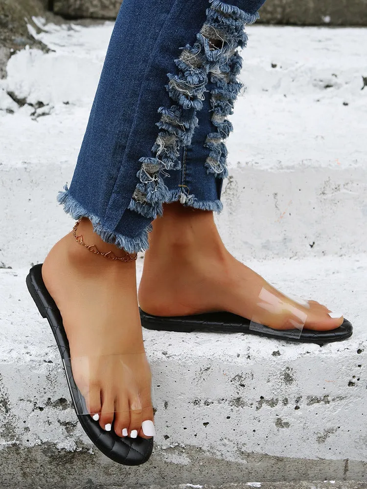 Clear Band Slide Flat Sandals