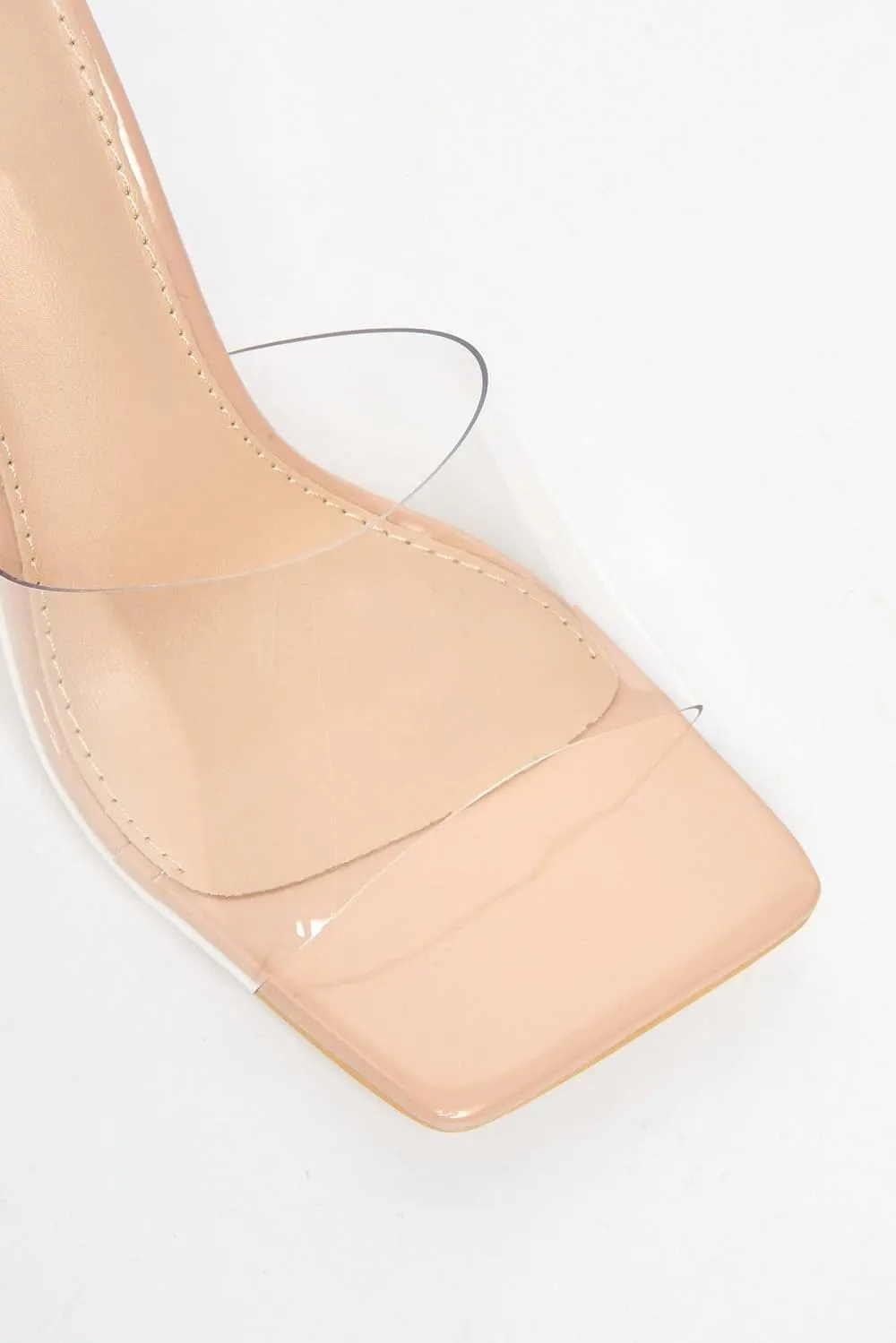 Coimbra Perspex Band Slanted Heel Mule in Nude