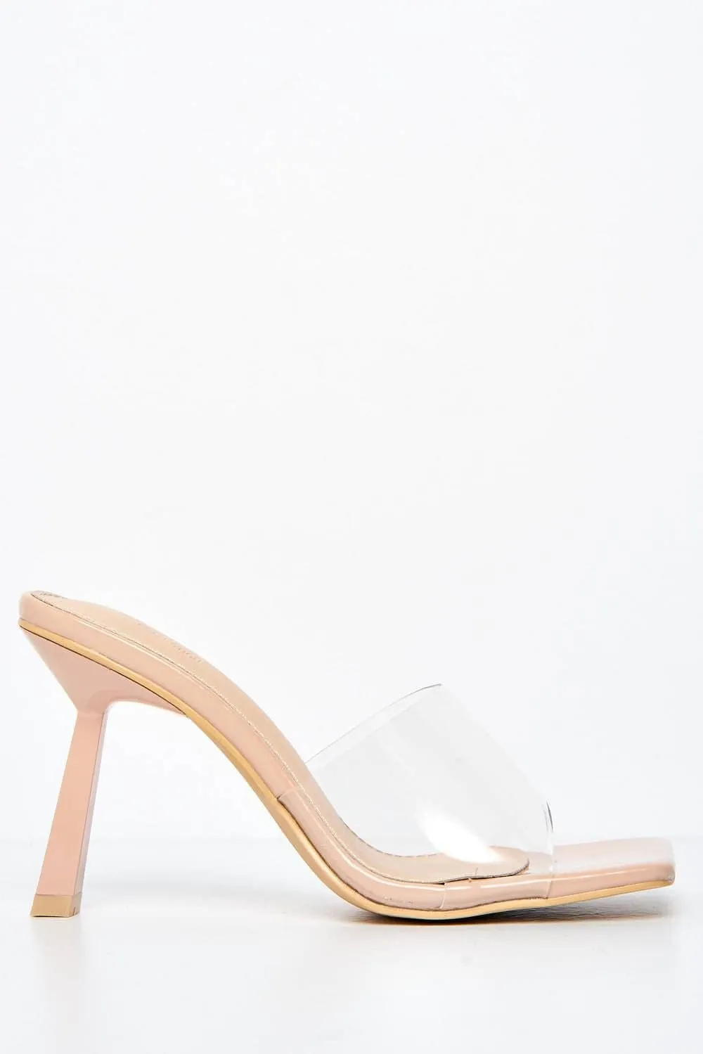 Coimbra Perspex Band Slanted Heel Mule in Nude