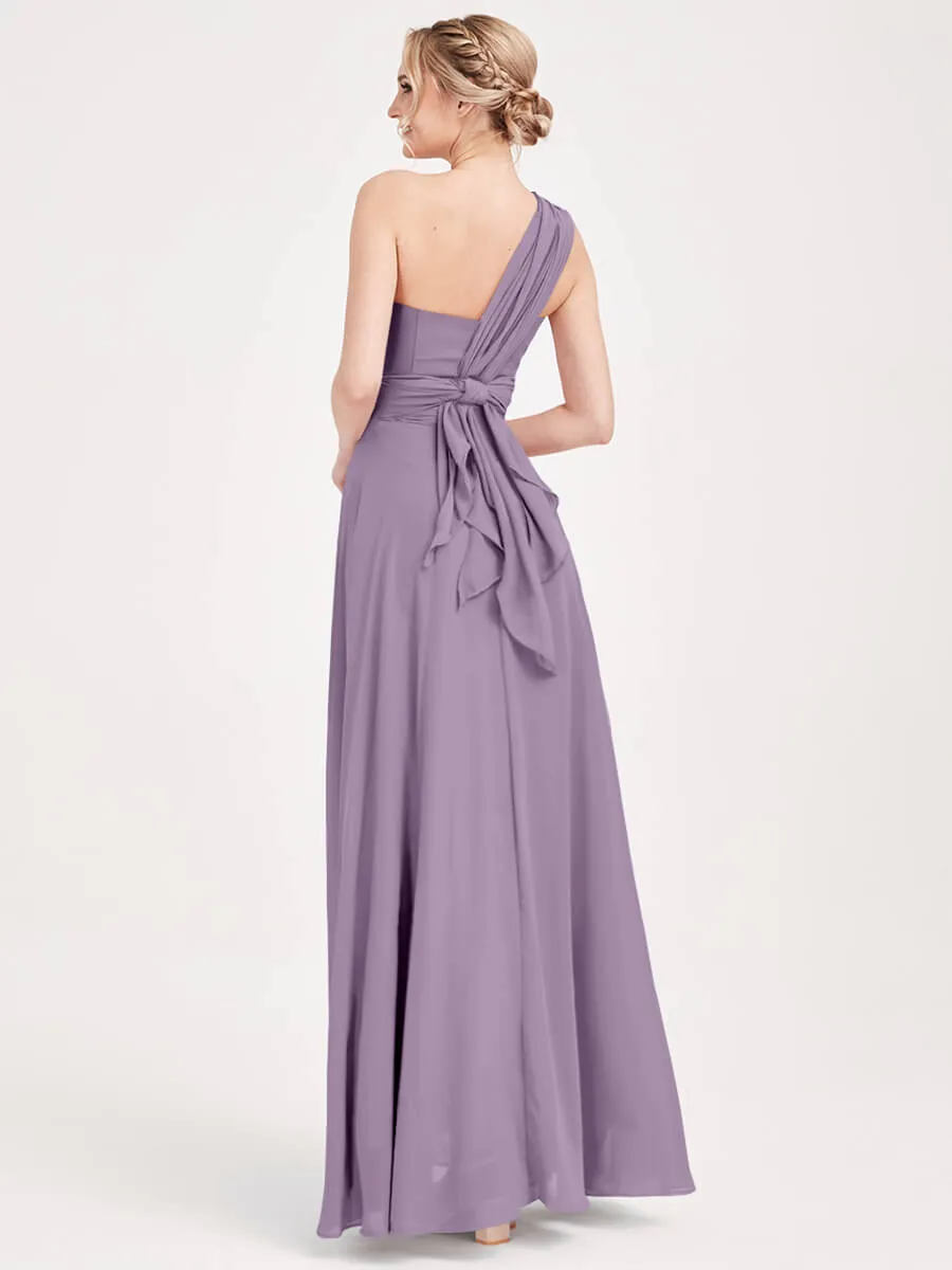 Convertible Chiffon Bridesmaid Dress Wrap Dusty Purple Maxi Gown