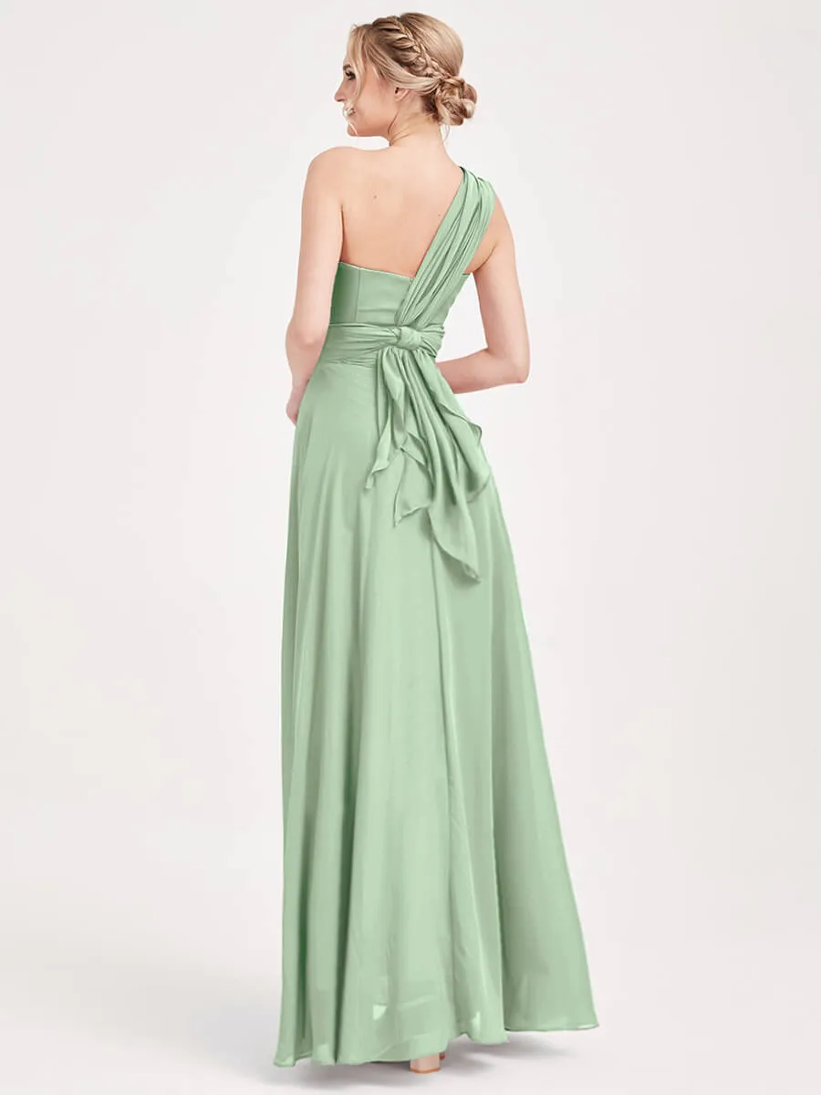 Convertible Chiffon Bridesmaid Dress Wrap Sage Green Maxi Gown