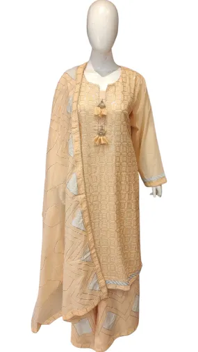 Cotton Suit with Plazzo Chikankari Embroidery